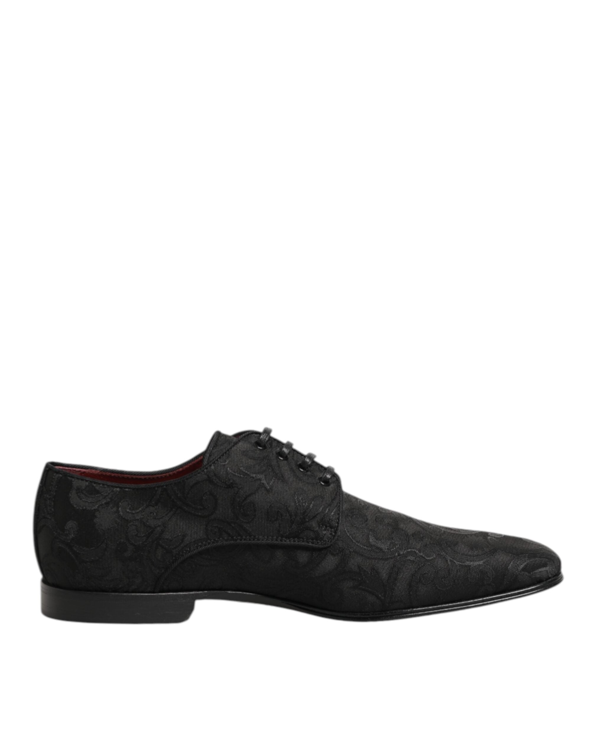 Dolce & Gabbana Schwarze Brokat Schnürschuhe Derby Herren-Abendschuhe