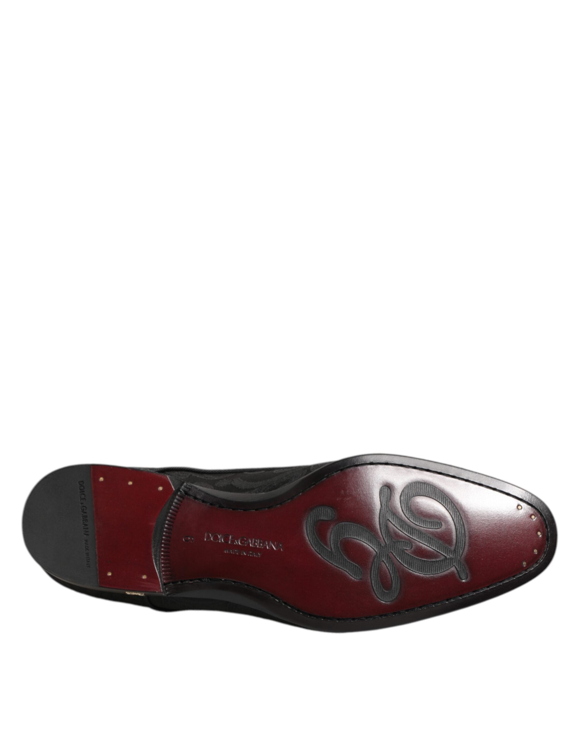 Dolce & Gabbana Schwarze Brokat Schnürschuhe Derby Herren-Abendschuhe