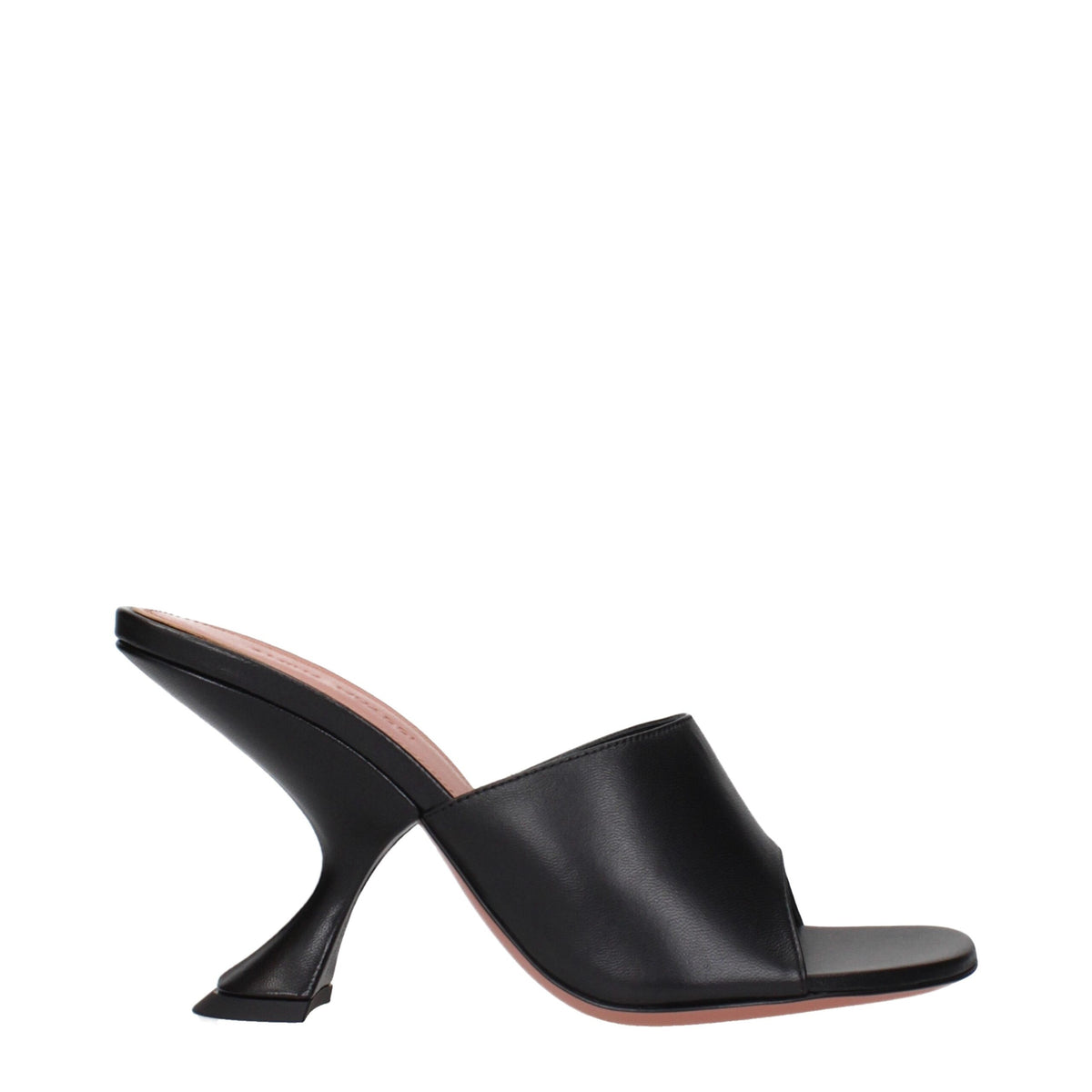 Amina Muaddi Schwarze Stiletto-Sandalen aus Leder