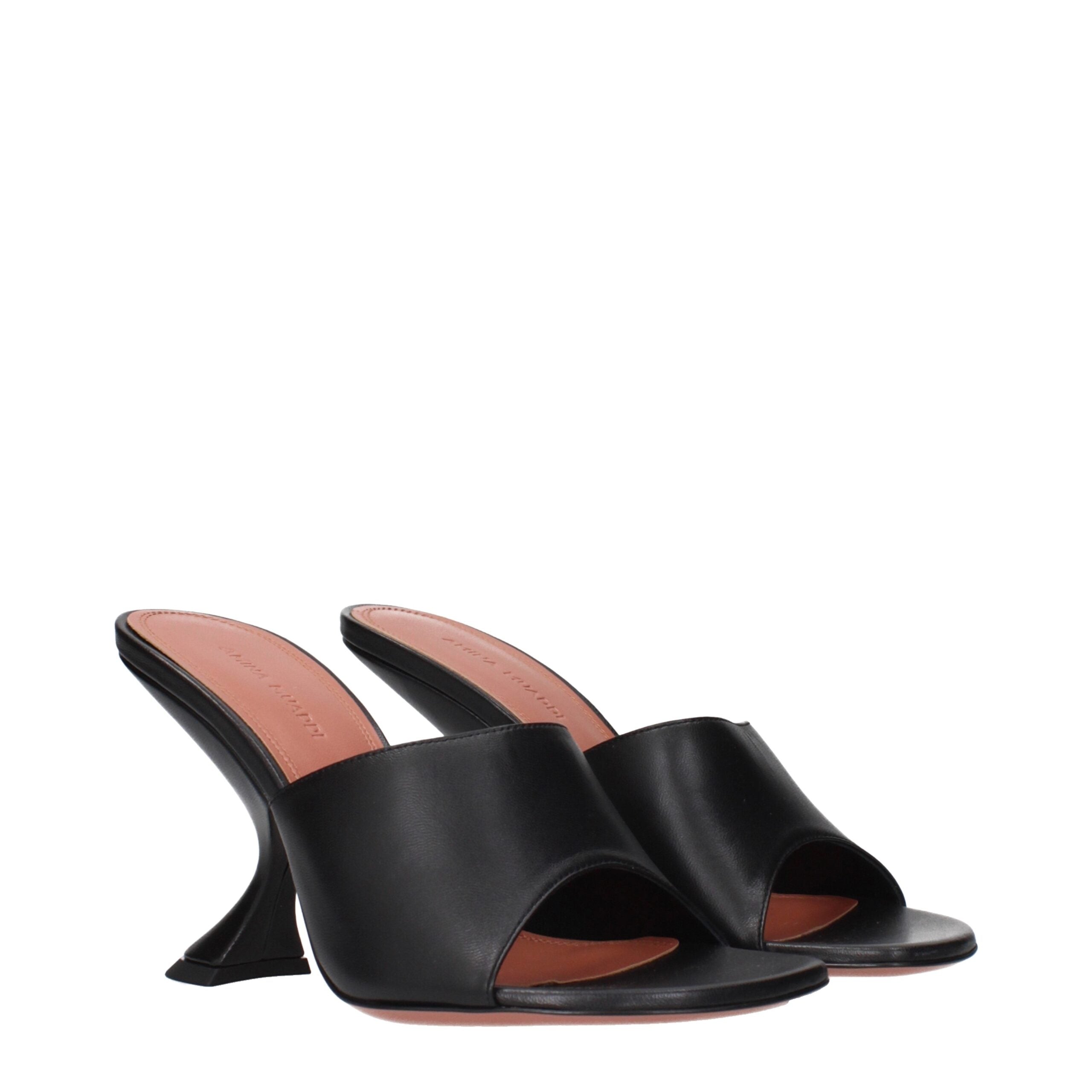 Amina Muaddi Schwarze Stiletto-Sandalen aus Leder