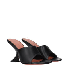 Amina Muaddi Schwarze Stiletto-Sandalen aus Leder