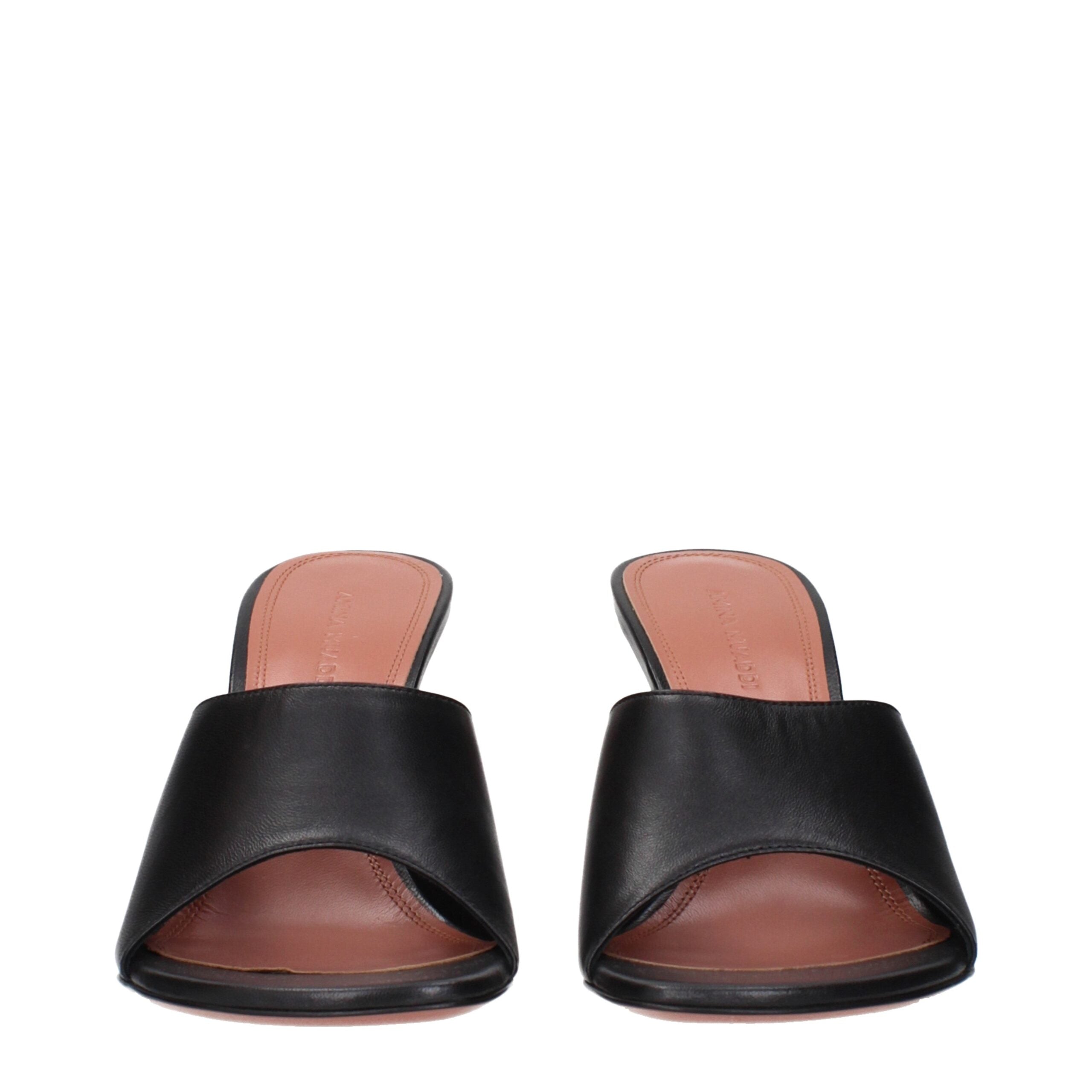 Amina Muaddi Schwarze Stiletto-Sandalen aus Leder