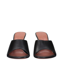 Amina Muaddi Schwarze Stiletto-Sandalen aus Leder