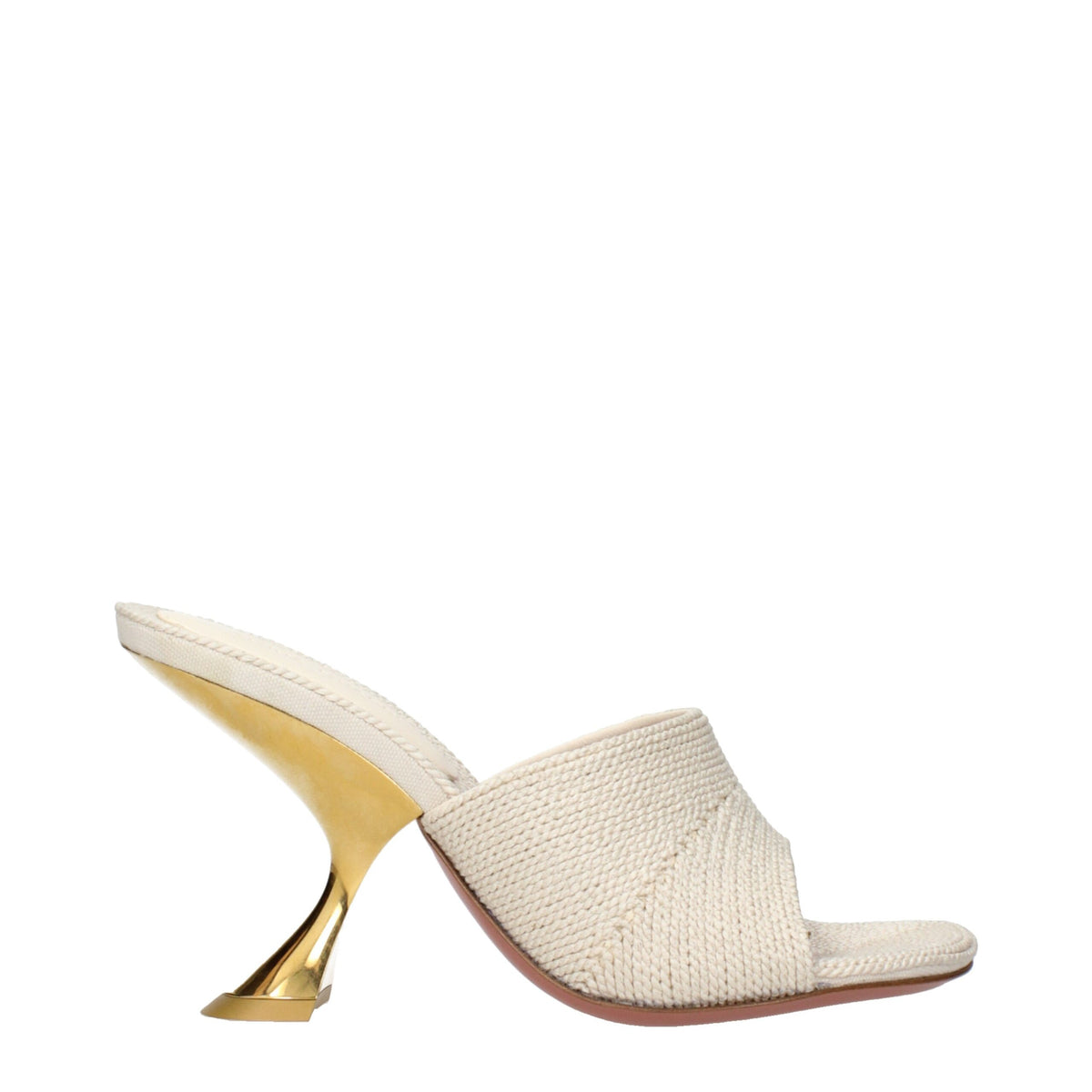 Amina Muaddi Beige Stoff-Slipper