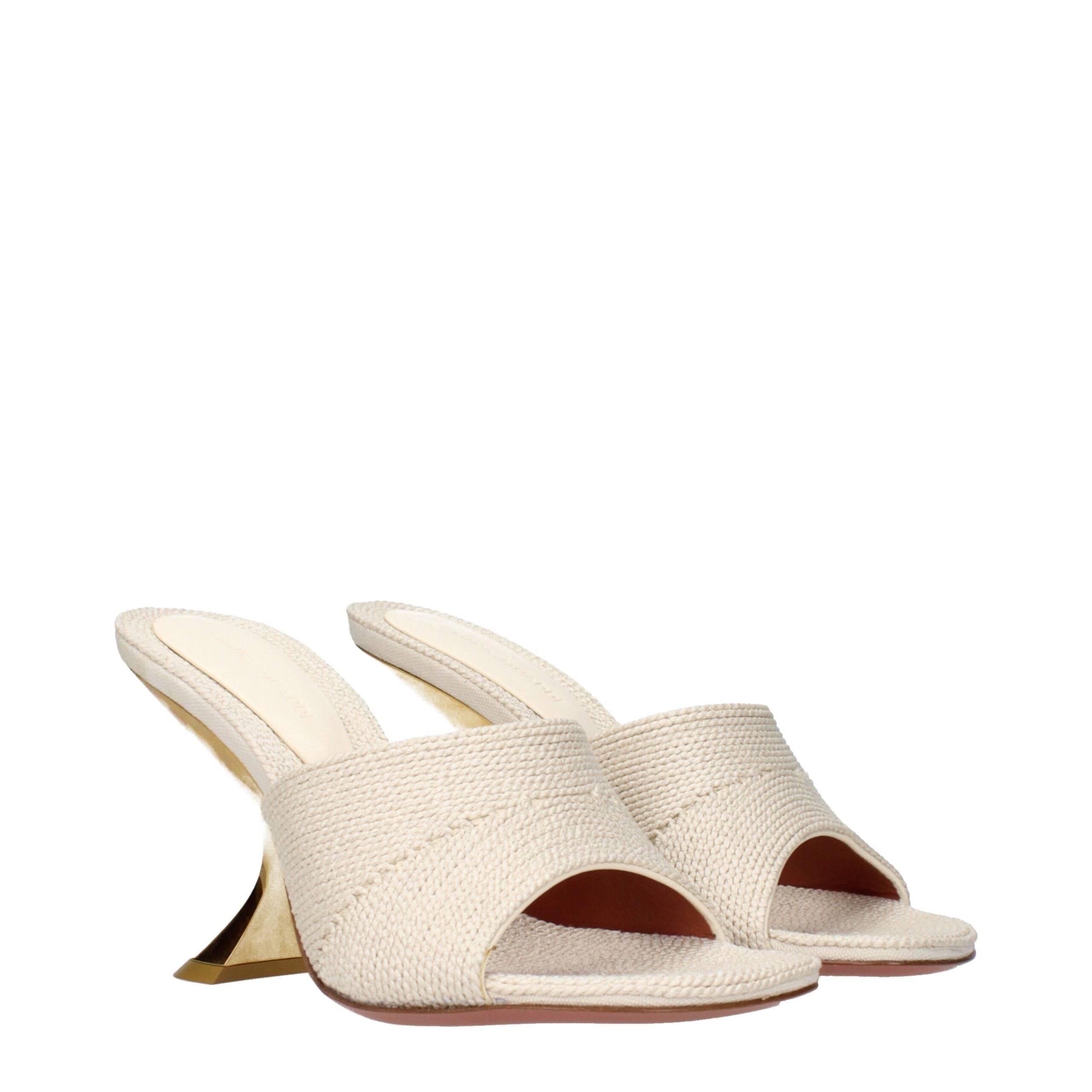 Amina Muaddi Beige Stoff-Slipper