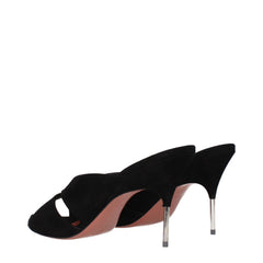 Amina Muaddi Zwart Leren Stiletto Hak Sandalen