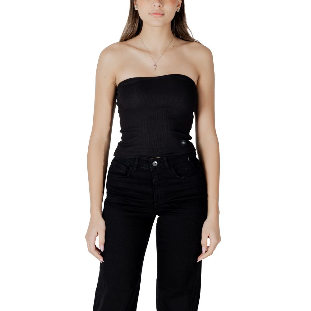 Calvin Klein Jeans schwarzes Oberteil aus recycelter Baumwolle