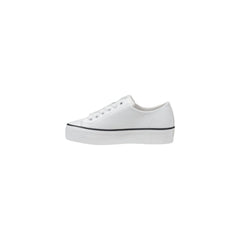 Calvin Klein Jeans Zwart-witte Leren Plateau Sneakers