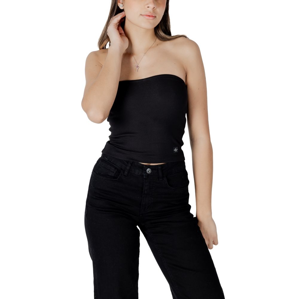 Calvin Klein Jeans schwarzes Oberteil aus recycelter Baumwolle