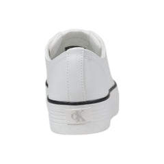 Calvin Klein Jeans Zwart-witte Leren Plateau Sneakers