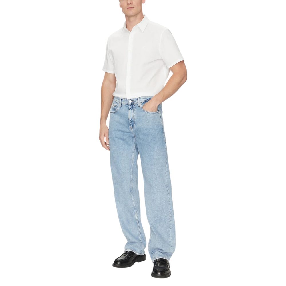 Calvin Klein Weißes Bio-Baumwoll-Kurzarmhemd