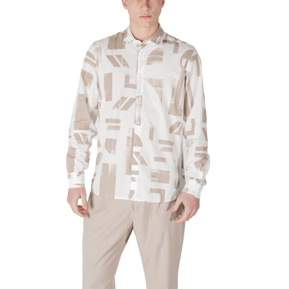 Antony Morato Beiges Viskosehemd mit Muster