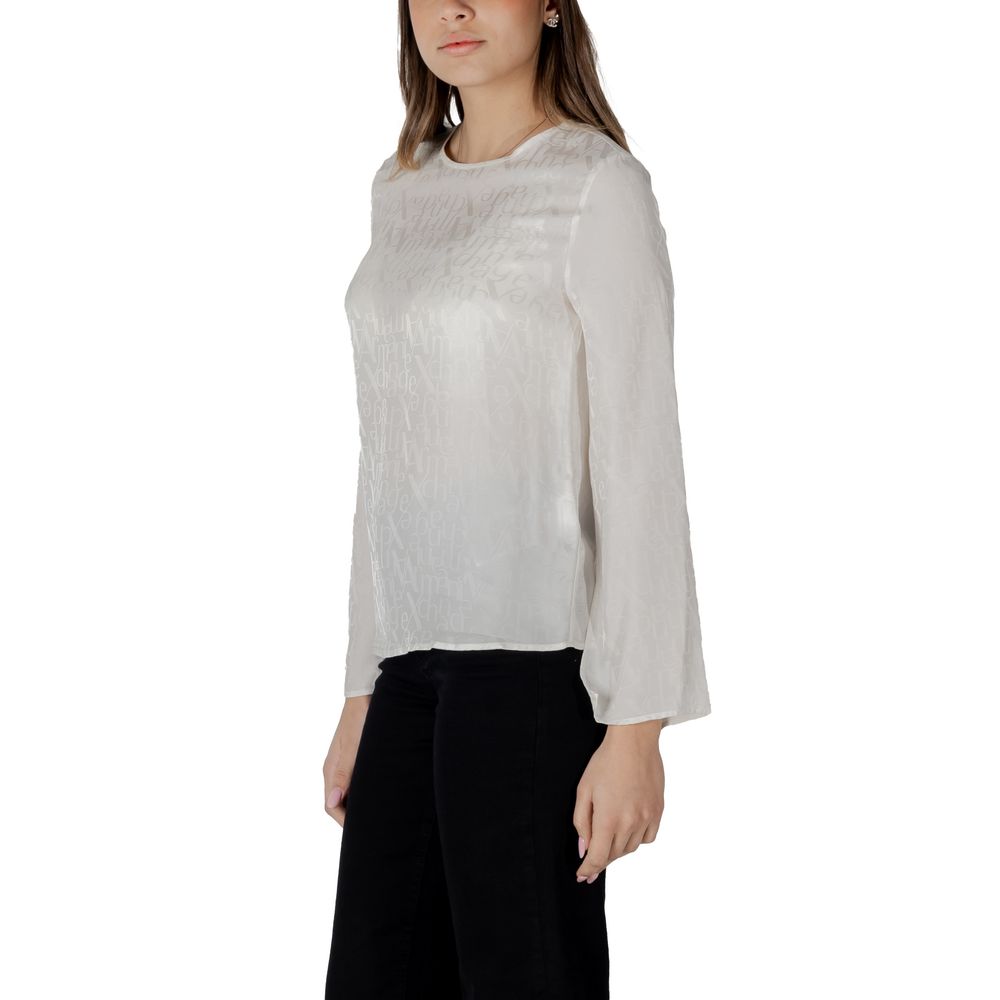 Armani Exchange Bluse aus cremefarbener Viskose