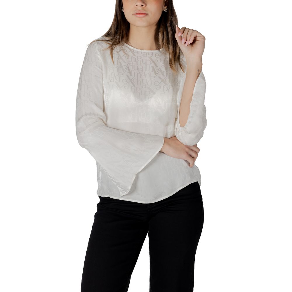 Armani Exchange Bluse aus cremefarbener Viskose