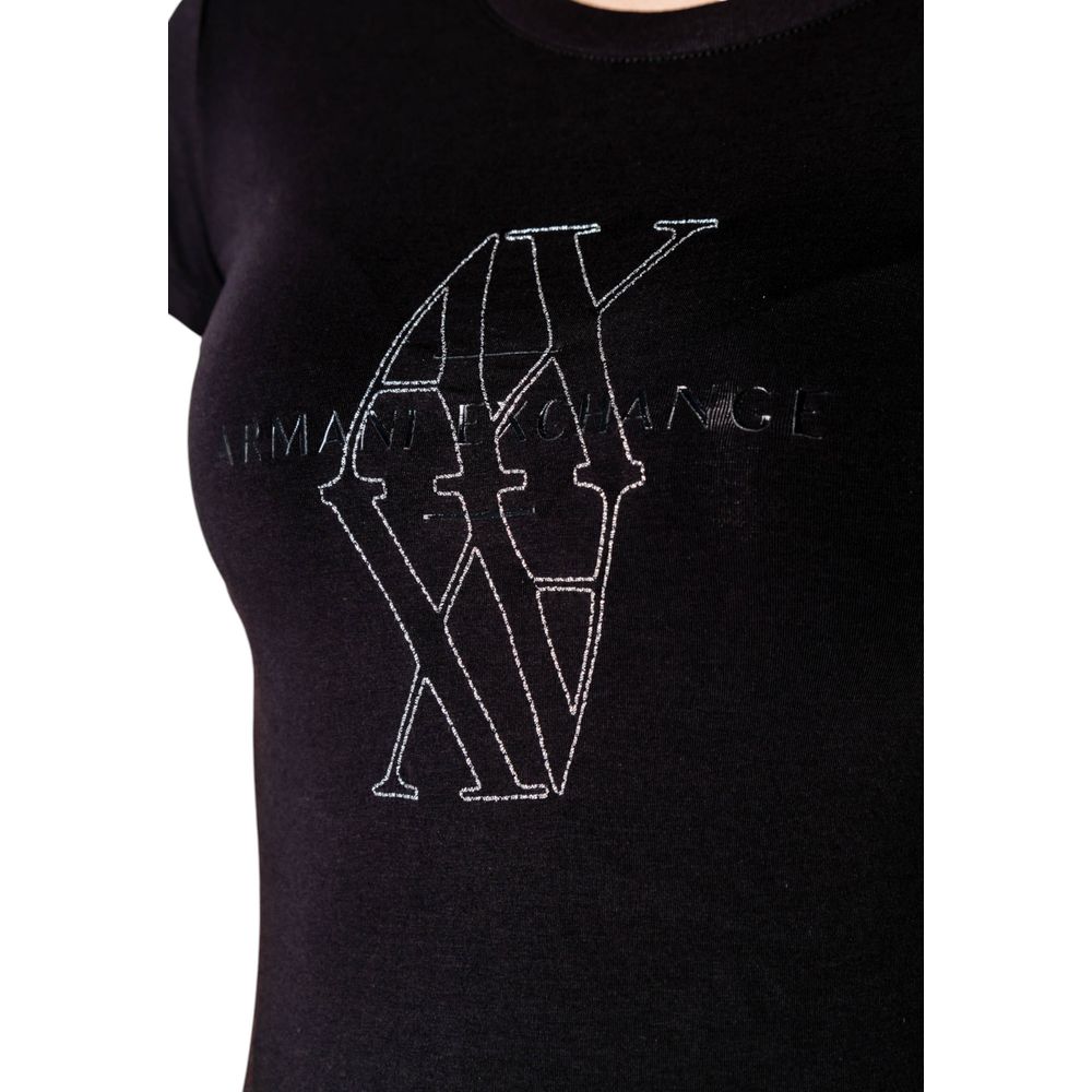 Armani Exchange Schwarzes Baumwoll-T-Shirt
