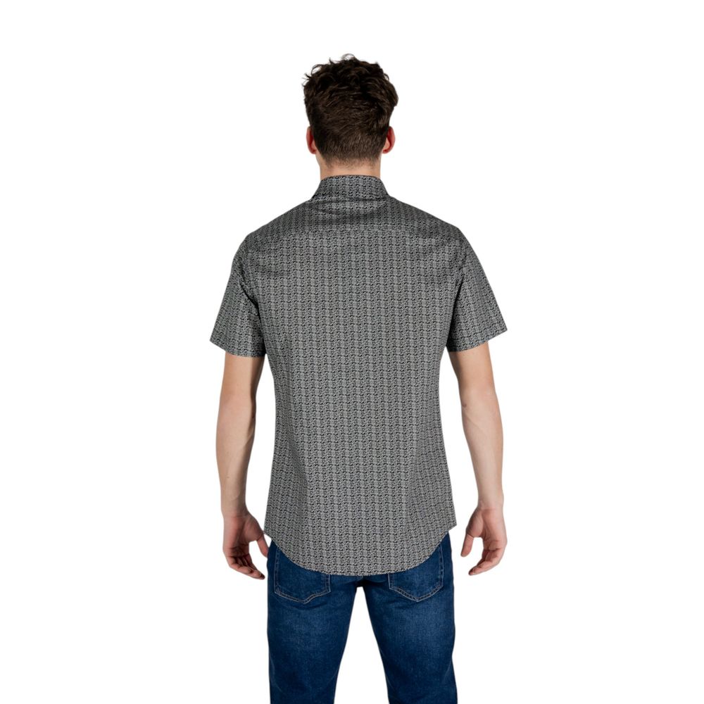 Armani Exchange Schwarzes kurzärmeliges Baumwollhemd