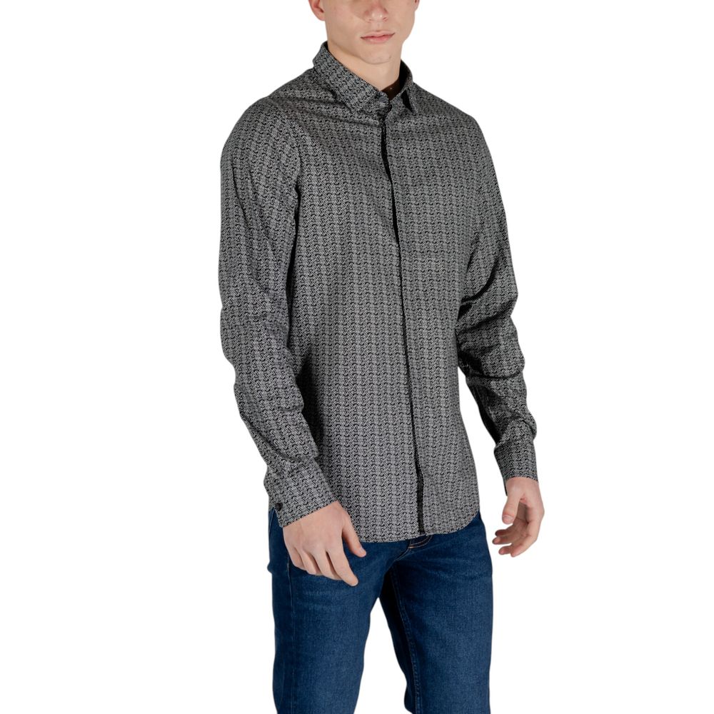 Armani Exchange Schwarzes Baumwollhemd mit Muster