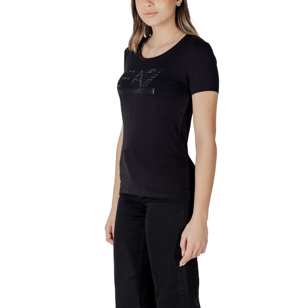 EA7 Emporio Armani Schwarzes Baumwoll-T-Shirt