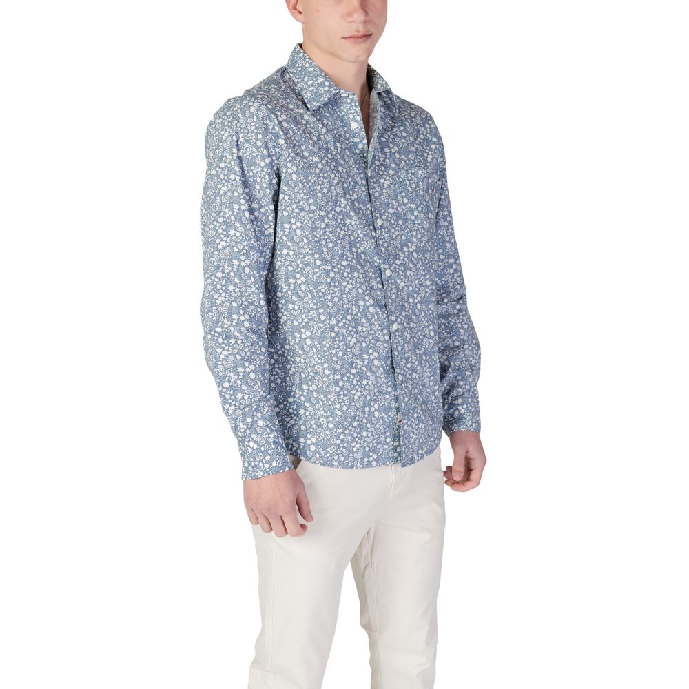 Replay Blauw Katoenen Overhemd Met Patroon