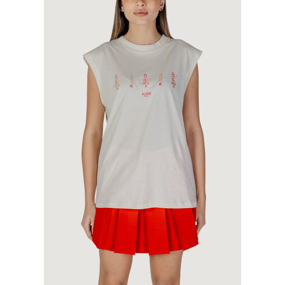 Replay Crème Katoenen Tanktops