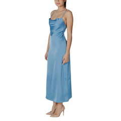 Vila Clothes Turkoois Polyester Lange Jurk