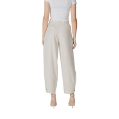 Vila Clothes Beige Viscose Casual Pants