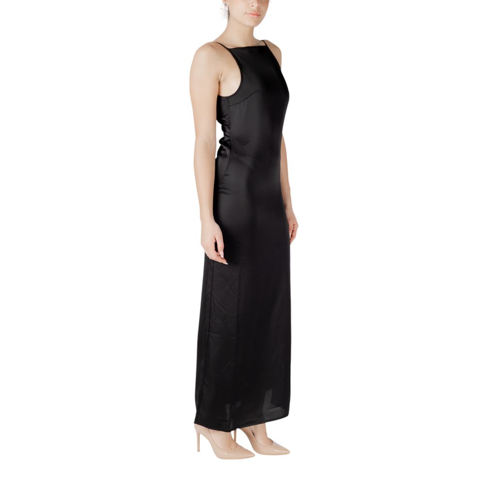 Only Zwarte Lange Jurk van Gerecycled Polyester