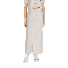 Jacqueline De Yong Beige Viscose Lange Rok