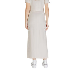 Jacqueline De Yong Beige Viscose Lange Rok