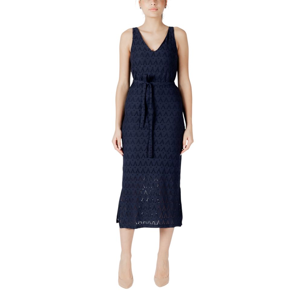 Vila Clothes Midikleid aus recyceltem Polyester in Blau