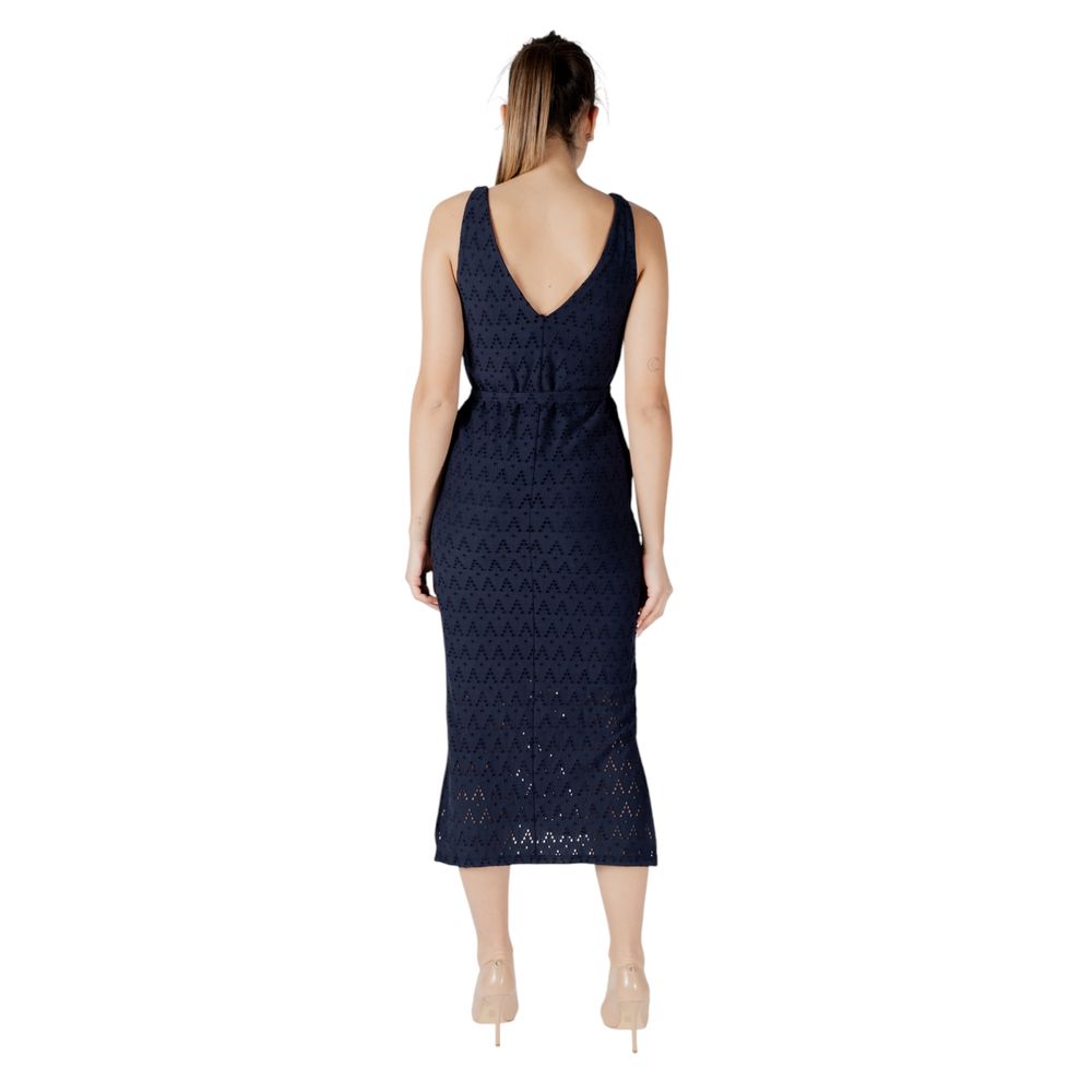 Vila Clothes Midikleid aus recyceltem Polyester in Blau
