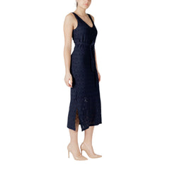 Vila Clothes Midikleid aus recyceltem Polyester in Blau