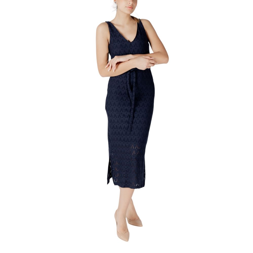 Vila Clothes Midikleid aus recyceltem Polyester in Blau