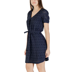 Vila Clothes Blauwe Gerecyclede Polyester Korte Jurk