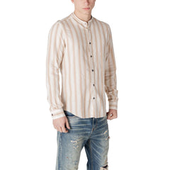 Gianni Lupo Katoenen Overhemd Met Patroon Beige
