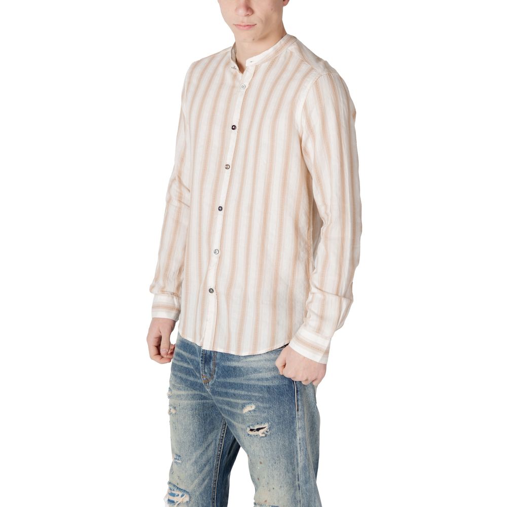 Gianni Lupo Katoenen Overhemd Met Patroon Beige