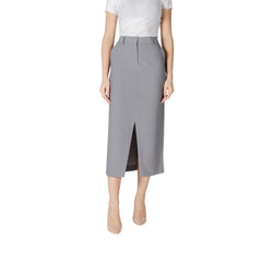 ICHI Grauer Polyester-Maxirock