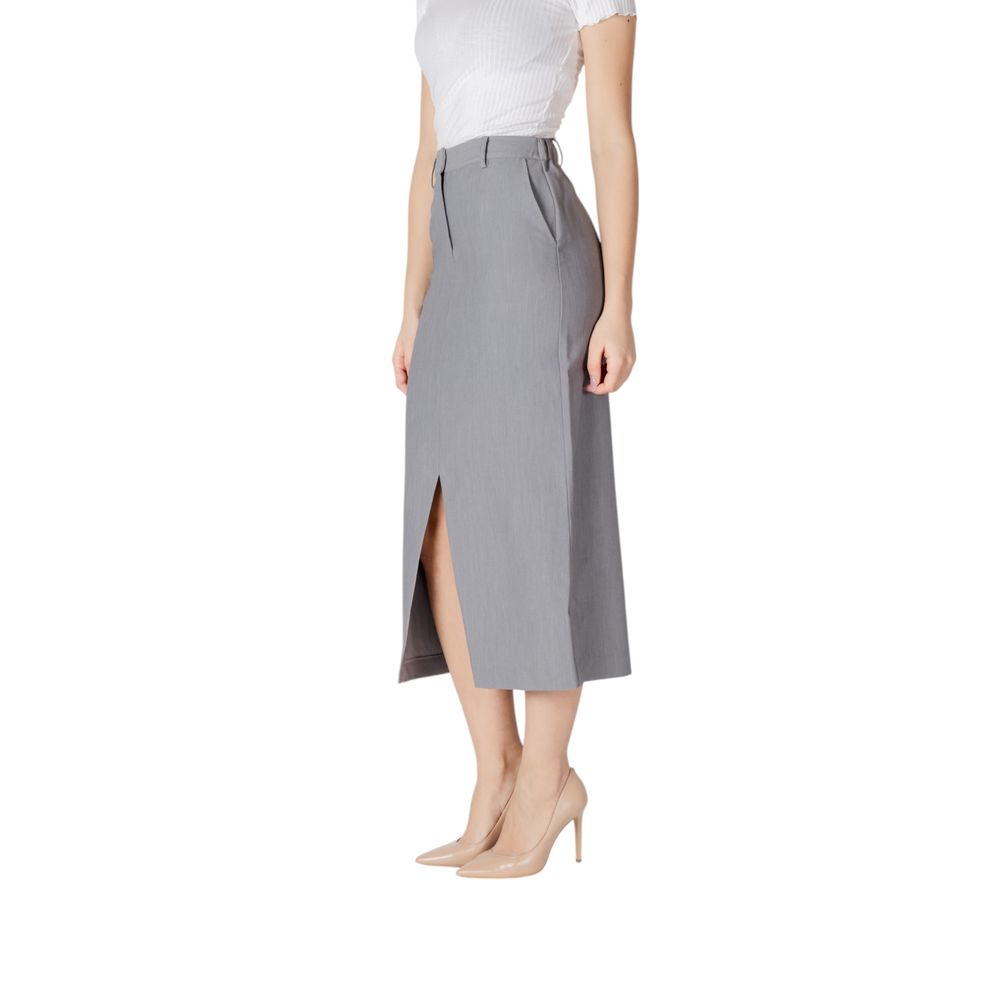 ICHI Grauer Polyester-Maxirock