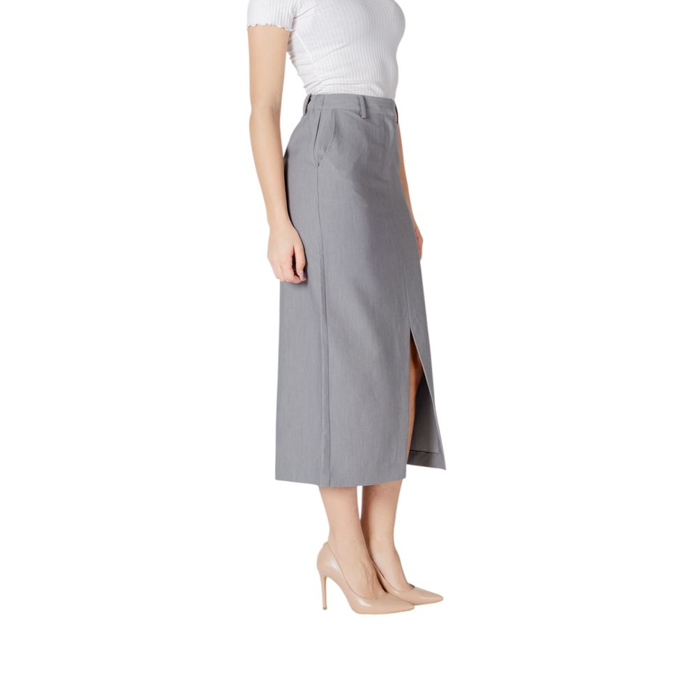 ICHI Grauer Polyester-Maxirock