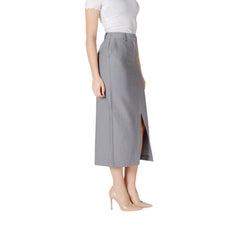 ICHI Grauer Polyester-Maxirock