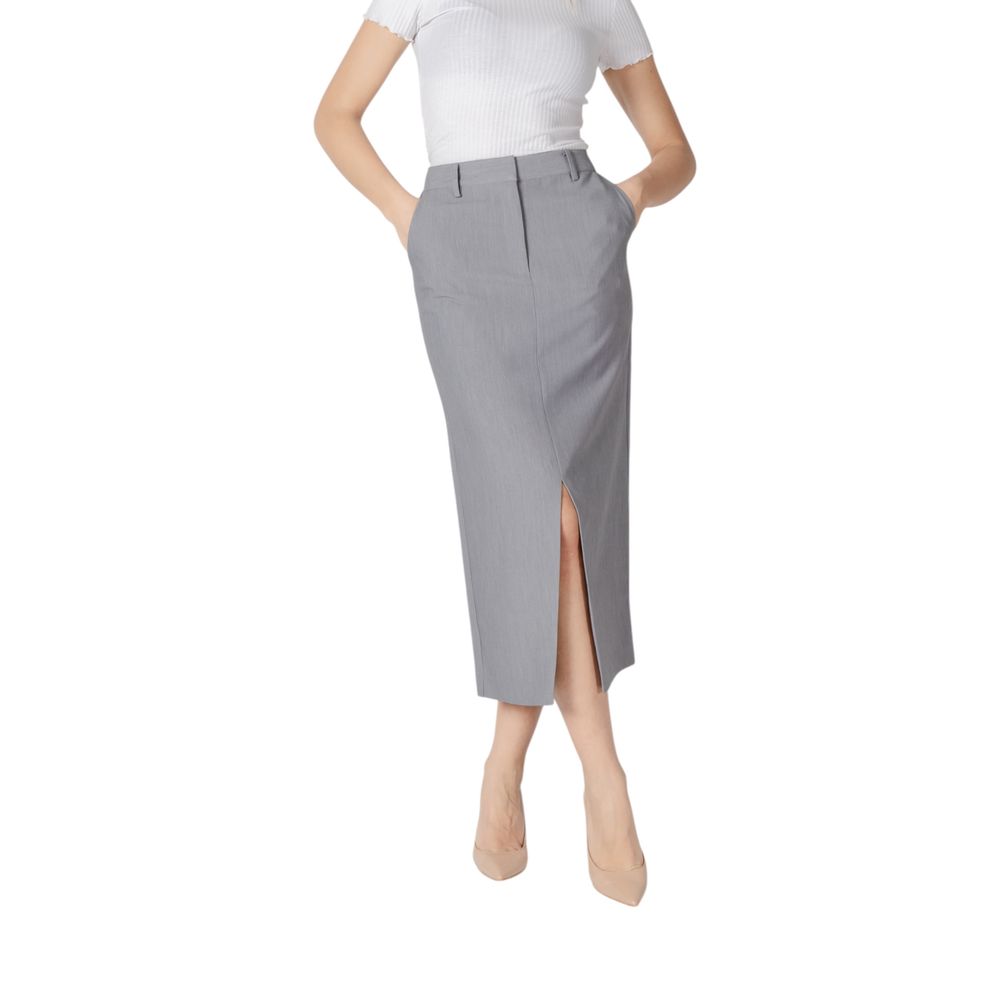 ICHI Grauer Polyester-Maxirock