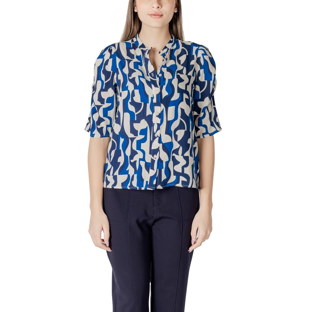 ICHI Blaue Viskosebluse