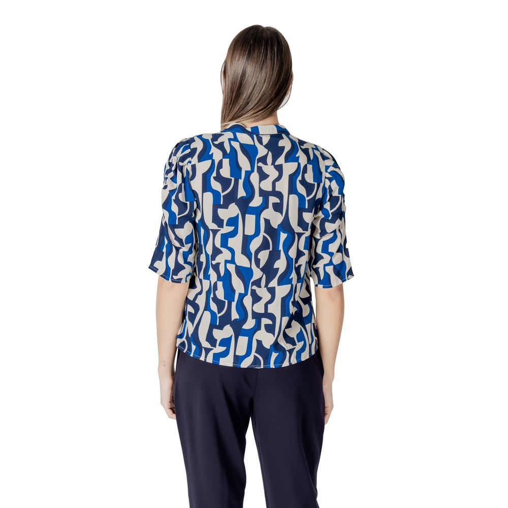 ICHI Blaue Viskosebluse