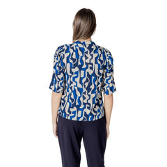 ICHI Blaue Viskosebluse