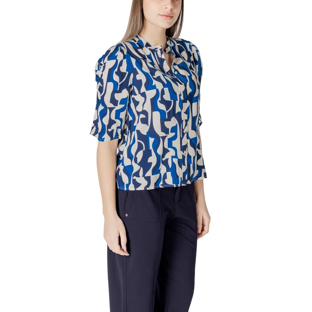 ICHI Blaue Viskosebluse
