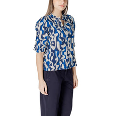 ICHI Blaue Viskosebluse