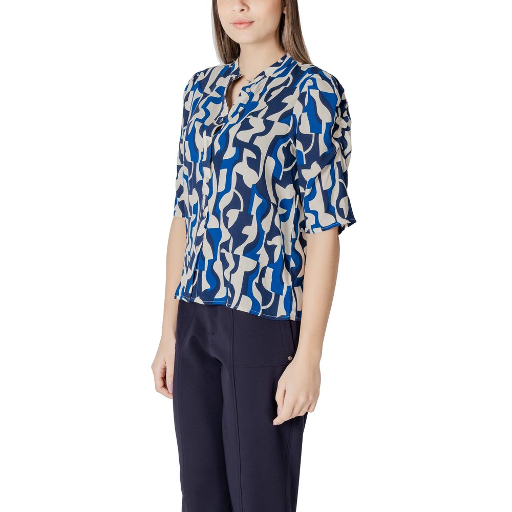 ICHI Blaue Viskosebluse