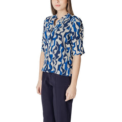 ICHI Blaue Viskosebluse