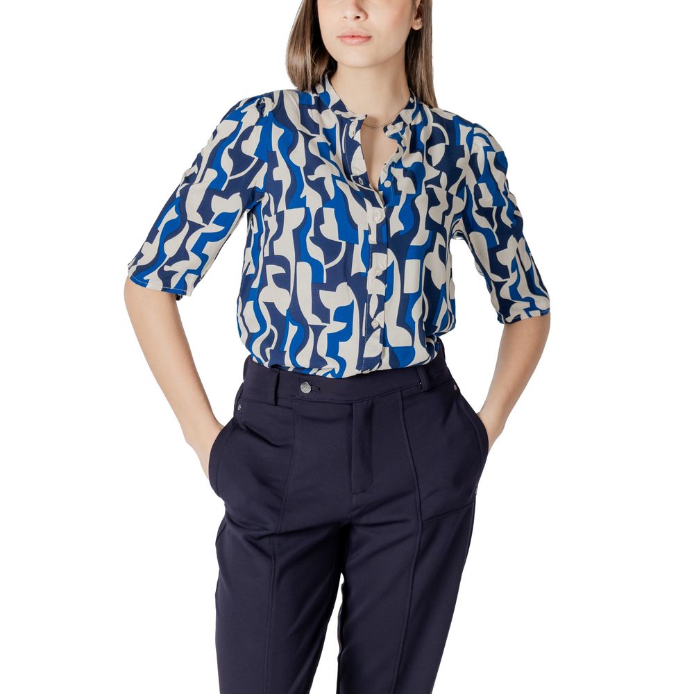 ICHI Blaue Viskosebluse