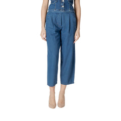 ICHI Blue Cropped Jeans aus Baumwolle